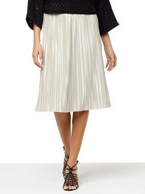 New! Everyday JONES by Madeline Jones Metallic Pleated Skirt- Champagne